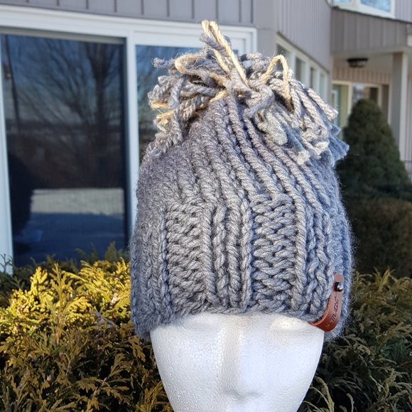 Wool winter set, hand knitted, gray/brown shades, sweater and matching hat - Picture 12 of 15